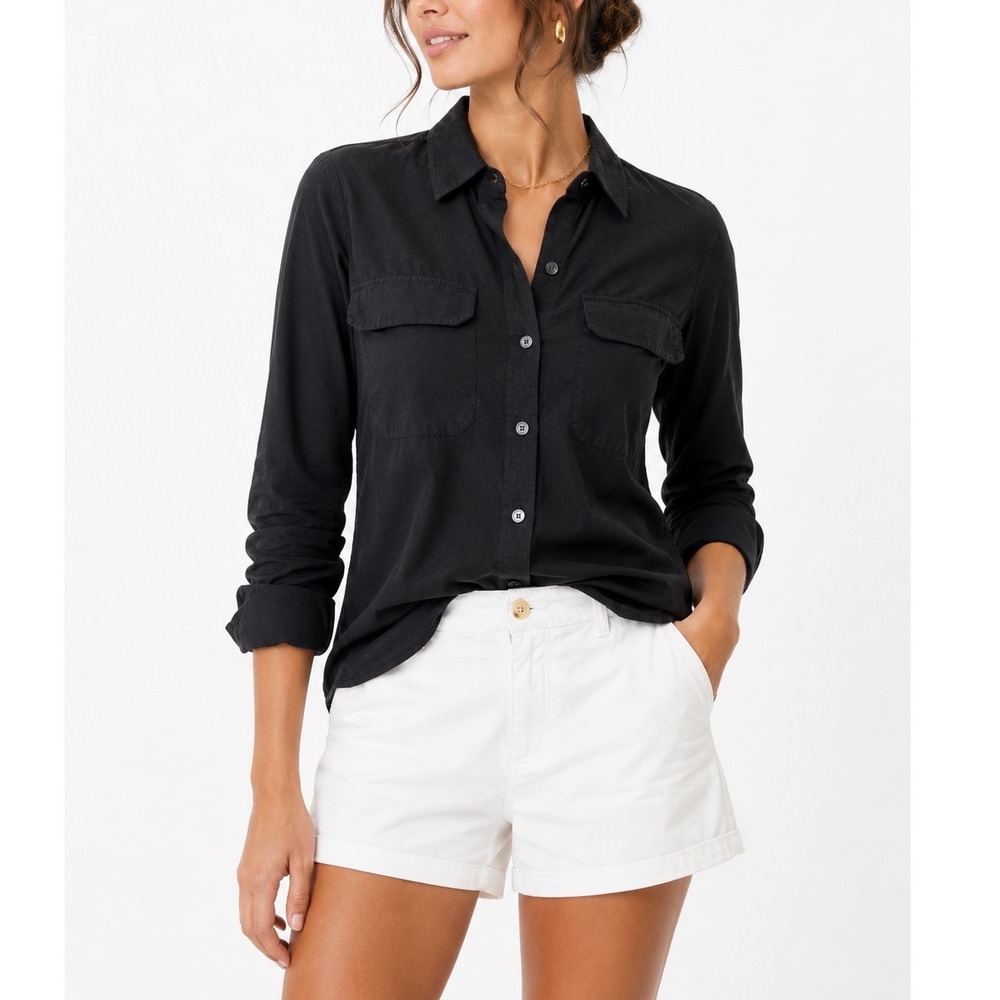 Equipment Femme Silk Button Down Shirt Women's XXS Black Work Office Capsule